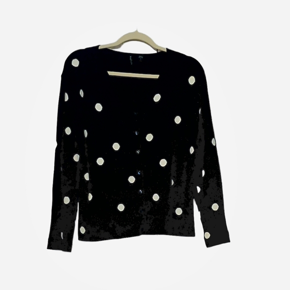 Venini Black and White Polka Dot Cardigan Sweater‎ Size Large - Picture 1 of 6